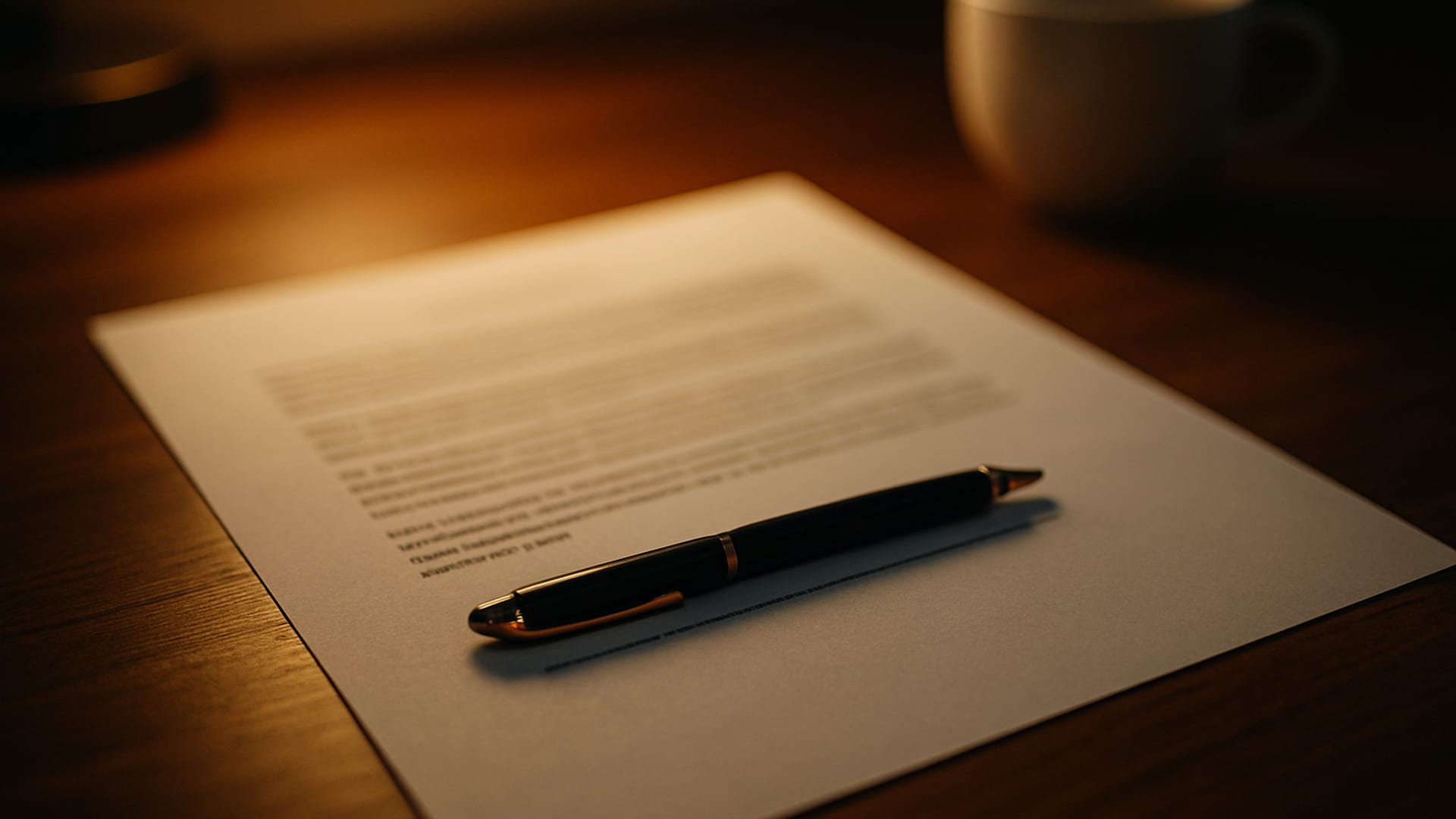 A security service contract being reviewed at a conference table